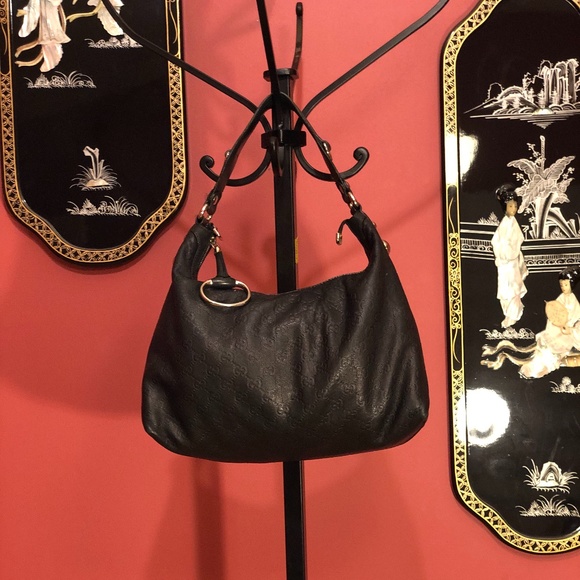 gucci Handbags - Gucci Black Calfskin Leather Hobo Bag
